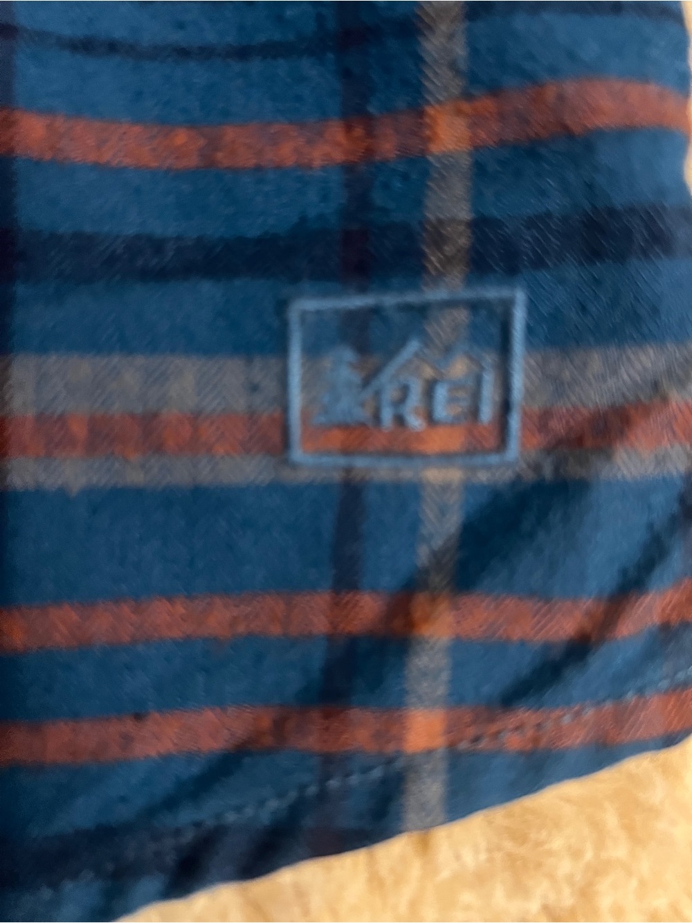 REI Blue and Rust Plaid Button-Down Shirt with Black Yoke - Picture 8 of 11